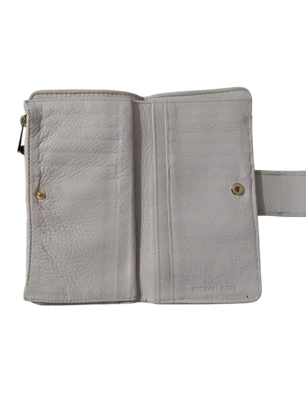 Michael Kors White Leather Snap Continental Wallet